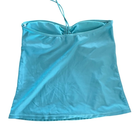 ACX Active aqua blue bandeau tankini top size medium swim halter strap ruched - Picture 7 of 9